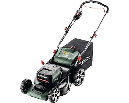 Tondeuse sans fil metabo RM 36-18 LTX BL 46 avec 2 batteries de 5,2 Ah et chargeur rapide