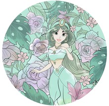 Illustration von Jasmin, umgeben von Blumen und Blättern