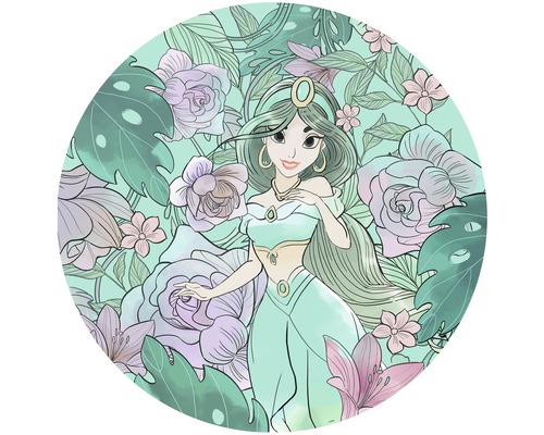 Illustration von Jasmin, umgeben von Blumen und Blättern