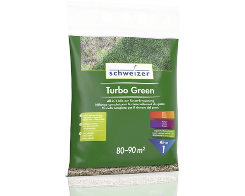 Eric Schweizer Engrais pour gazon Turbo Green All in 1 4,5 kg Mélange de graines pour gazon Schweizer Turbo Green pour 80 à 90 mètres carrés