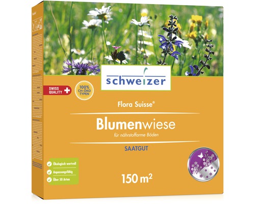 Eric Schweizer Blumenwiesensamen Flora Suisse 3 kg Schweizer Flora Suisse Blumenwiese Saatgut für nährstoffarme Böden, 150 Quadratmeter