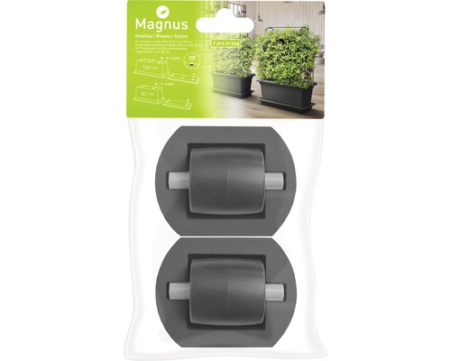 Chariot à roulettes pour plantes pour jardinière Magnus XXL 2 pièces plastique gris pour l'extérieur et l'intérieur résistant au gel et aux UV