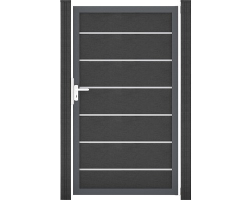 Portillon simple GroJa Flex Grande Premium tirant universel prémonté sans poteaux cadre anthracite 100 x 180 cm anthracite