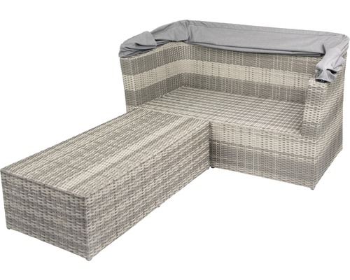 Gartencouch aus Rattan mit Fussteil