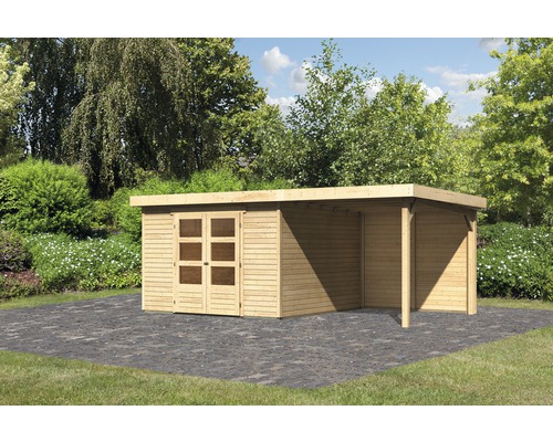 Abri de jardin Karibu Kodiak 6 avec extension 2,4 m, paroi arrière 556 x 333 cm naturel Abri de jardin Karibu Kodiak 6 avec extension 2,4 m, paroi arrière 556 x 333 cm naturel