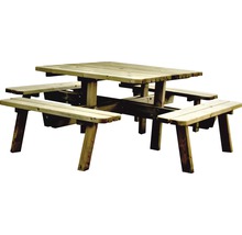 Holzbiertischgarnitur mit Tisch und Bänken für den Aussenbereich