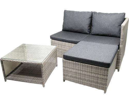 Gartenlounge-Set aus Rattan mit Tisch und Ecksofa