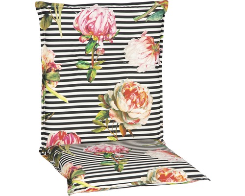 Galette d'assise pour siège à dossier bas beo® Toronto 98 x 46 cm coton-tissu mélangé anthracite rose vif rose blanc