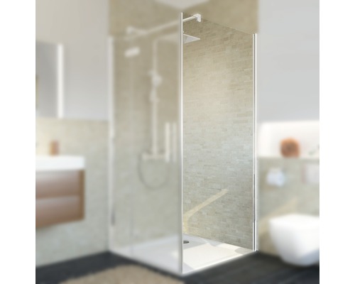 Paroi latérale pour porte de douche BREUER Avanta 90 cm couleur du profilé chrome décor de vitre gris 2174005003004 Salle de bains avec paroi de douche en verre