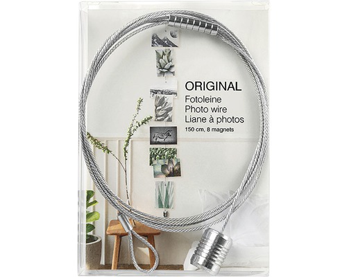 Fotoleine mit Magneten, 150 cm Länge zur Aufhängung von Fotos
