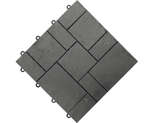 Dalle à clipser florco® stone ardoise Rom 30 x 30 cm 4 pièces Dalle de terrasse carrée en imitation pierre avec système de connexion
