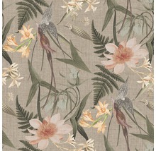 Tapete mit Blumenmuster und Vogelmotiven