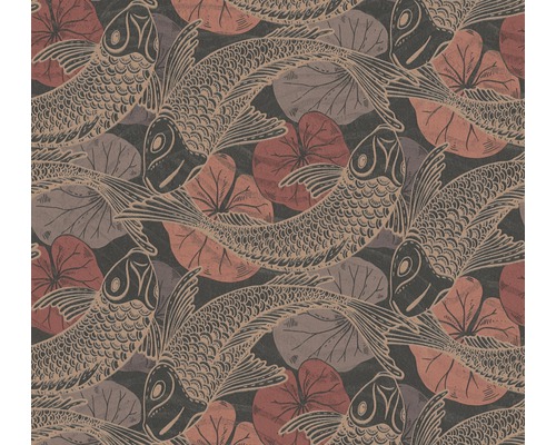 Tapete mit Fisch- und Seerosenmuster