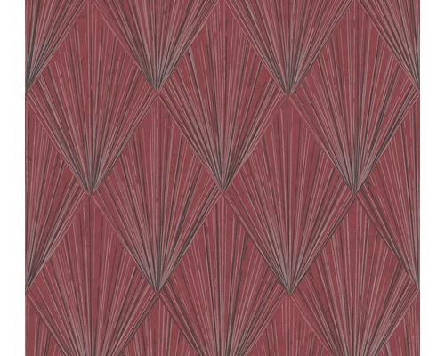 Papier peint intissé 37864-2 Metropolitan Stories 2 Art Déco rouge Papier peint avec motif graphique en éventail