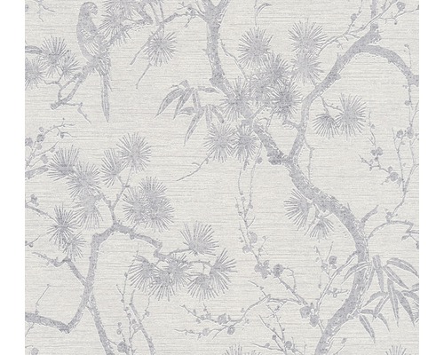 Papier peint intissé 37867-3 Metropolitan Stories 2 branches blanc Papier peint avec motif d''arbre, de bambou et d''oiseau