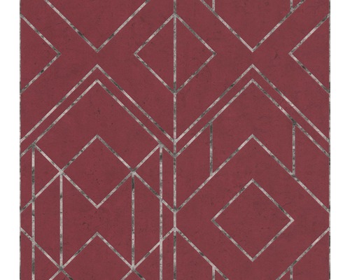 Papier peint intissé 37869-2 Metropolitan Stories 2 graphique rouge Papier peint avec motif géométrique et accents métalliques