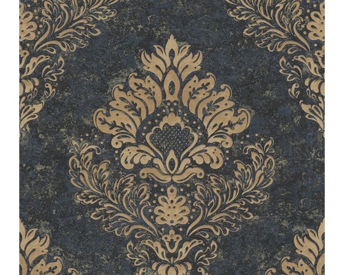 Papier peint intissé 37901-2 Metropolitan Stories 2 Damask noir bleu or Papier peint intissé 37901-2 Metropolitan Stories 2 Damask noir bleu or