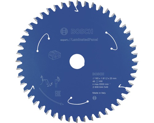 Bosch Lame de scie circulaire Expert for Laminated Panel H 165x20 mm 48 dents Lame de scie circulaire Bosch Expert pour panneaux revêtus, diamètre 165 millimètres