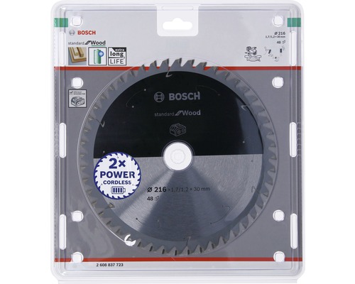 Lame de scie circulaire Bosch Standard for Wood, diamètre 216 millimètres