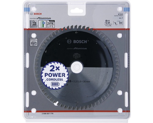 Lame de scie circulaire Bosch Standard Aluminium de 216 millimètres de diamètre dans son emballage
