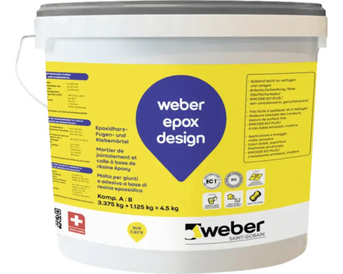 Weber Epoxidharz Fugenmörtel und Klebemörtel silbergrau 4.5kg