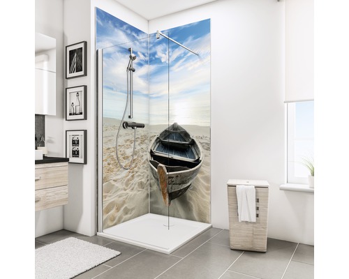 Panneau mural de douche SCHULTE ExpressPlus DecoDesign bateau sur la plage 210 x 90 cm EP1900922 639