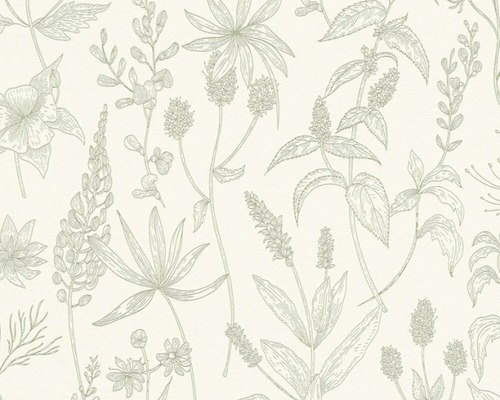 Papier peint intissé 373635 Casual Living Floral blanc Papier peint à motif botanique de plantes