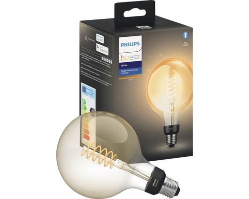 Philips Hue White Filament G125 E27 Lampe mit Verpackung