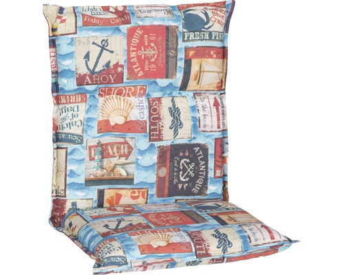 Auflage für Niederlehner 98 x 46 cm Baumwoll-Mischgewebe beige blau orange Auflage für Hochlehner Gartenstuhl mit maritimen Motiven