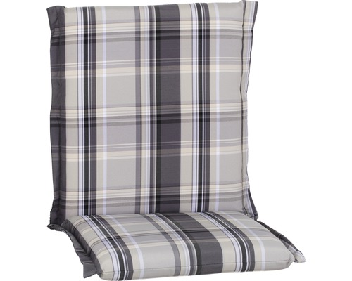 Galette d'assise pour siège à dossier bas 100 x 50 x 8 cm Dralon polyester gris Coussin de chaise de jardin à carreaux