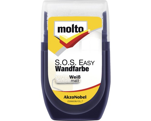 Peinture murale MOLTO S.O.S. Easy blanc 30 ml Molto S.O.S. Easy peinture murale, peinture murale blanche mate dans un récipient