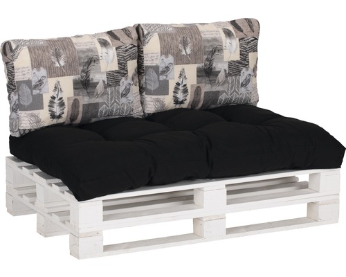 Ensemble de coussins pour salon de jardin beo 1x coussin pour palette et 2x coussins de dossier beige, gris, noir