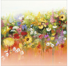 Peinture avec diverses fleurs de jardin