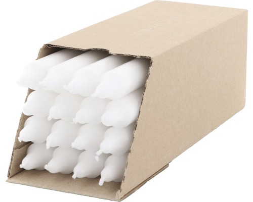 Bougie givrée H 27.5 cm blanc Paquet de bougies blanches dans une boîte en carton