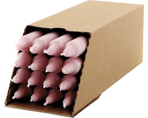 Bougie givrée H 27.5cm vieux rose Bougies en bâtonnets dans un emballage en carton