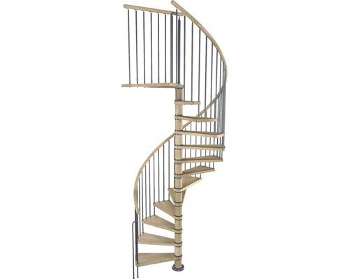 Escalier en colimaçon Pertura Galene hêtre bois lamellé-collé Ø 140 cm noir 11 marches 12 pas de marche