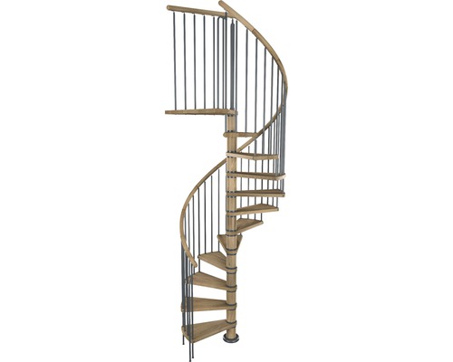 Pertura Spindeltreppe Galene Eiche Leimholz Ø 120 cm Braun 11 Stufen 12 Steigungen