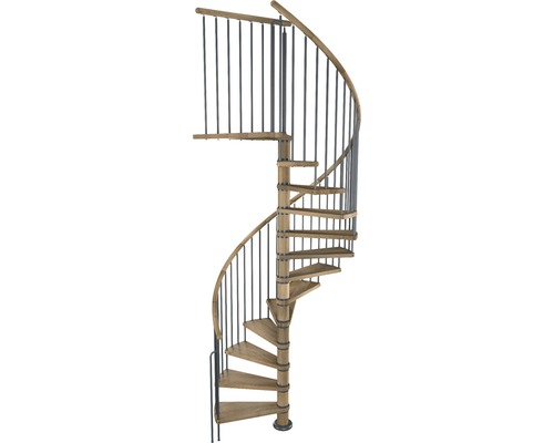 Escalier en colimaçon Pertura Galene chêne bois lamellé-collé Ø 140 cm marron 11 marches 12 pas de marche