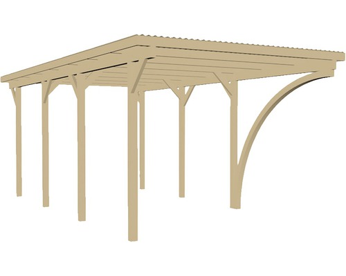 Construction de carport en bois avec plusieurs poteaux