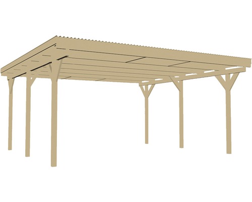 Carport indépendant avec toit plat et structure en bois