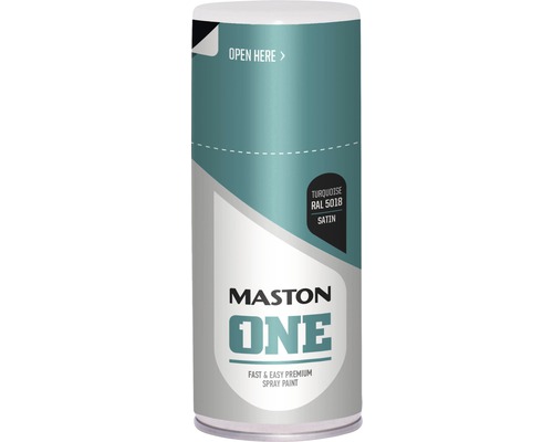 Sprühlack ONE Maston satin blau RAL 5018 150 ml Mastonspraydose mit türkisfarbener Lackierung RAL 5018