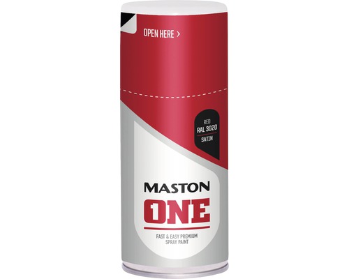 Peinture aérosol ONE Maston satin rouge RAL 3020 150 ml Peinture aérosol Maston One rouge RAL 3020