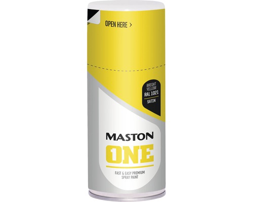 Sprühlack ONE Maston satin gelb RAL 1021 150 ml Maston One Sprühlack in hellem Gelb, RAL 1021, für schnelle und einfache Anwendung