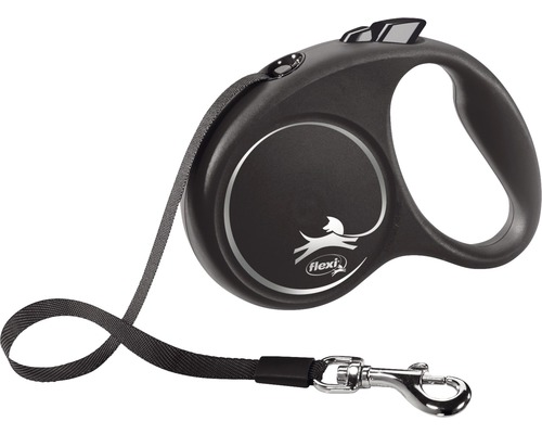 Laisse pour chiens flexi laisse enroulable avec sangle S 5 m < 15 kg noir