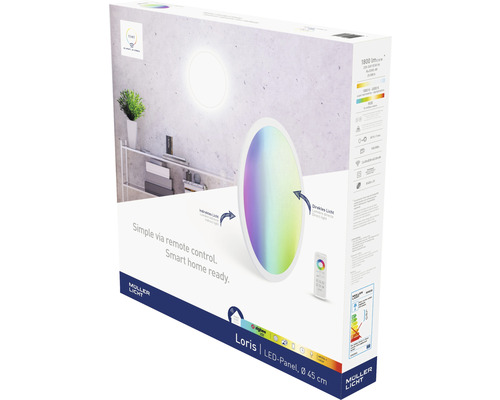 Verpackung des Möller Licht Loris LED-Panels mit 45 Zentimeter Durchmesser