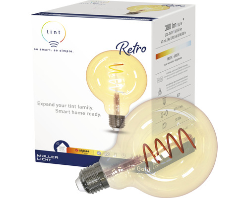 Ampoule rétro Müller Licht avec douille E27 et norme radio Zigbee