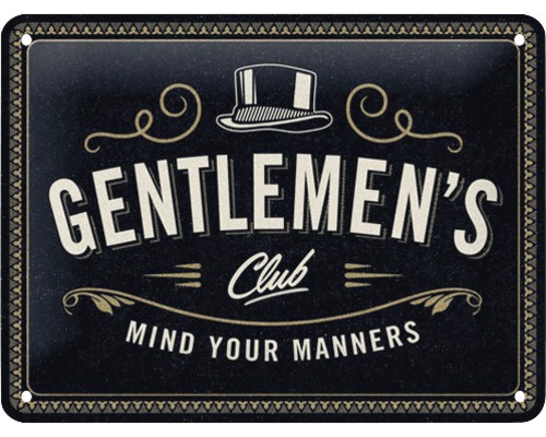 Plaque en tôle Gentlemen's Club 20x15 cm