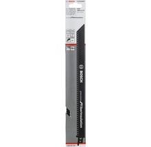 Bosch Stichsägeblatt zum Schneiden von Fiberglasdämmstoffen mit HCS-Zusammensetzung, 300 Millimeter Länge und dem Bosch Logo.