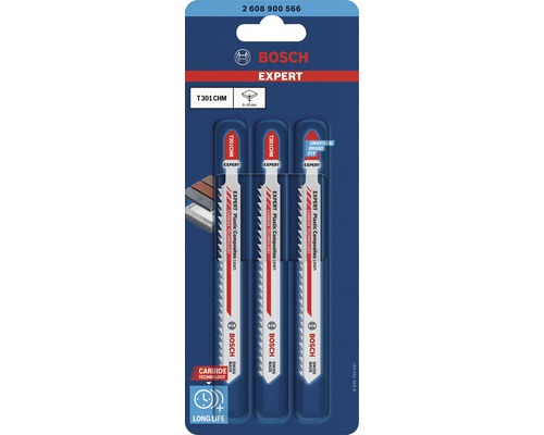 Lames de scie sauteuse Bosch Expert pour plastiques, lot de trois