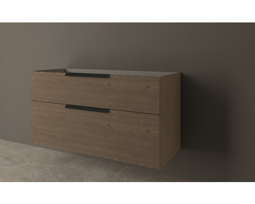 Meuble sous-lavabo avec deux tiroirs et poignées